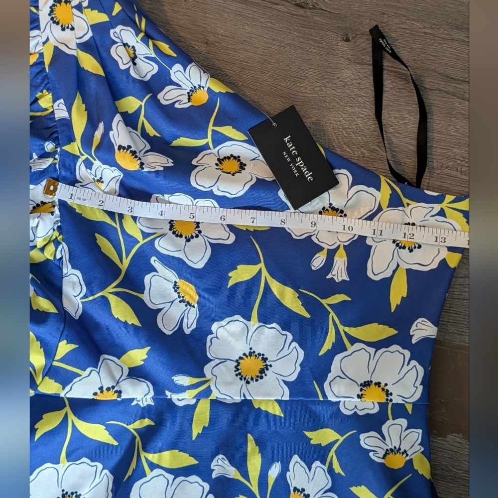 Kate Spade Blue Floral One Shoulder Dress - Picture 5 of 5